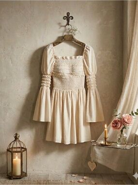 One Pretty Thing OPT Luanne Dress Yellow Cream Women’s Medium NWT